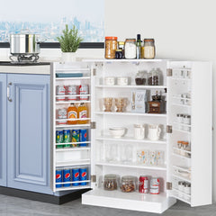 2-Door Pantry Cabinet with 6 Adjustable Shelves-White