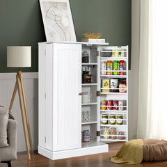 2-Door Pantry Cabinet with 6 Adjustable Shelves-White