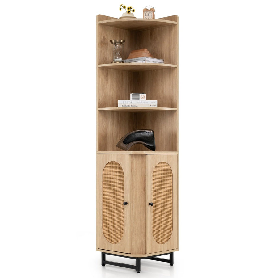 172 cm Tall PE Rattan Corner Cabinet in Natural