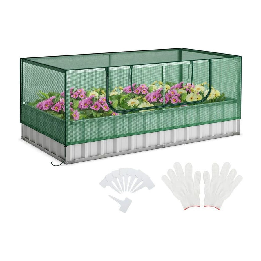 174 x 90 x 70 cm Galvanized Raised Garden Bed with Cover