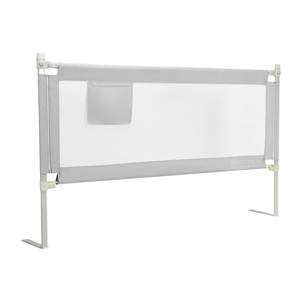 175 cm Infant Safety Bed Guardrail with anti-collision cotton and side pocket in grey