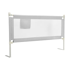 175 cm Infant Safety Bed Guardrail with anti-collision cotton and side pocket in grey