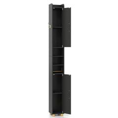176.5cm Tall Storage Organizer with 2 Doors and Adjustable Shelves-Black