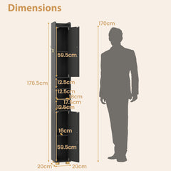 176.5cm Tall Storage Organizer with 2 Doors and Adjustable Shelves-Black