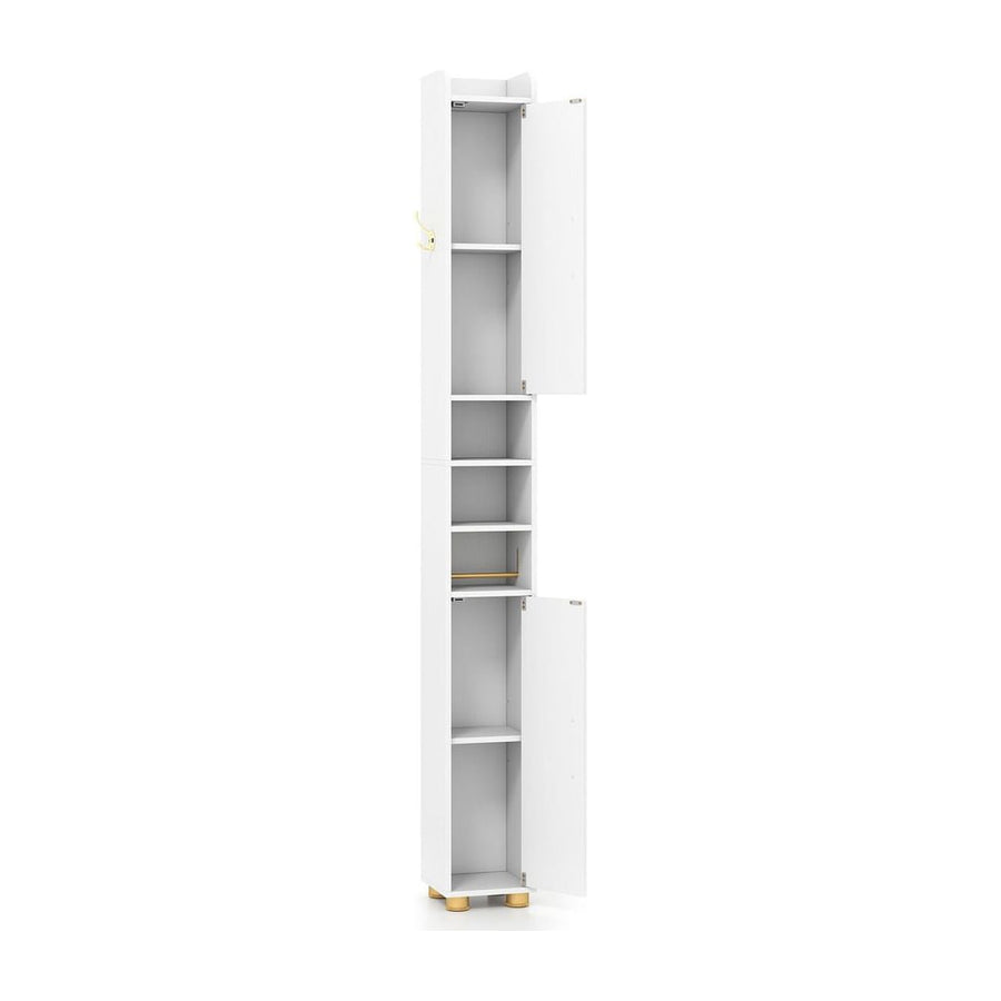 176.5cm Tall Storage Organizer with 2 Doors and Adjustable Shelves-White