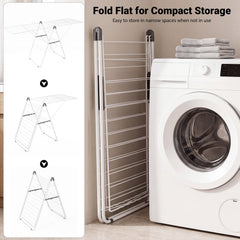 178 cm Clothes Drying Rack with 11-Level Adjustable Height Heavy-duty Metal Laundry Rack-White
