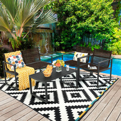 4 Piece Patio Furniture Set with Loveseat Single Chairs and Table