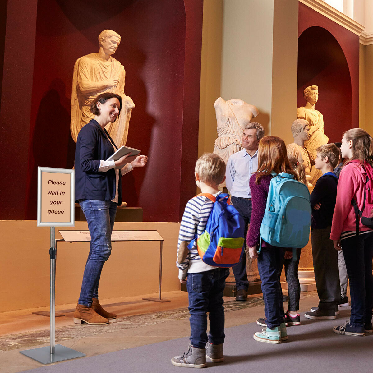 A4 Pedestal Display Stand-Silver