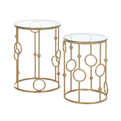 HOMCOM Nesting Round Coffee Table Set of 2 - Gold Tone