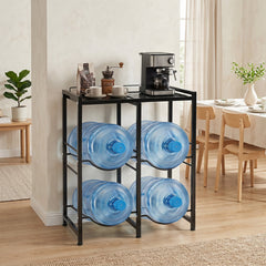 18.9 L Water Jug Holder for 4 Bottles Heavy-duty Water Jug Rack with Top Shelf-Black