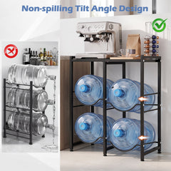 18.9 L Water Jug Holder for 4 Bottles Heavy-duty Water Jug Rack with Top Shelf-Black