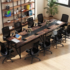 180 CM Conference Table Large Meeting Table for 6-8 People-Rustic Brown