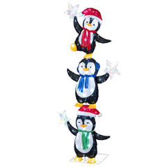 180 cm Pre-lit Penguin Christmas Yard Decoration with Cold White LED Lights