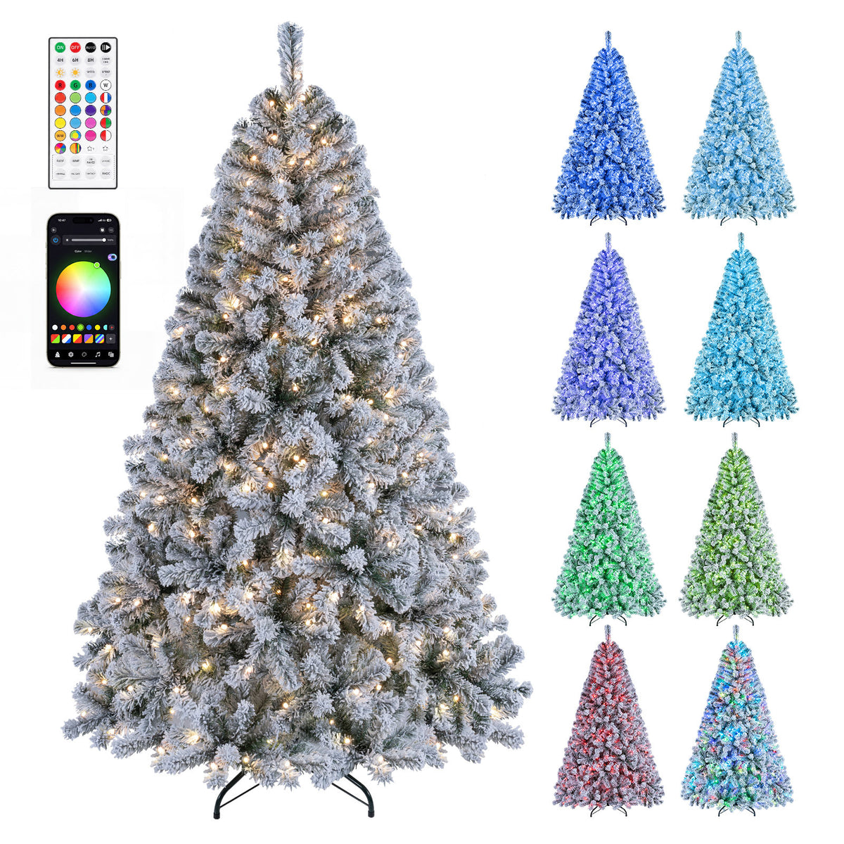 180 cm Smart RGB Pencil Christmas Tree with Remote and 300 Pre-Lit RGB LED Lights-M