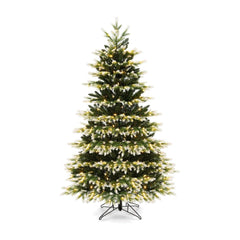 180 cm Artificial Hinged Xmas Tree with 350 LED Lights, a full-size artificial Christmas tree with a metal stand