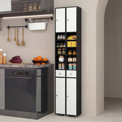 180CM Tall Freestanding Bathroom Cabinet with 2 Doors and 1 Drawer-Black and White