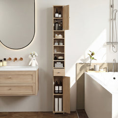 180CM Tall Freestanding Bathroom Cabinet with 2 Doors and 1 Drawer-Natural