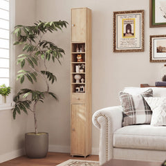 180CM Tall Freestanding Bathroom Cabinet with 2 Doors and 1 Drawer-Natural