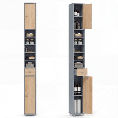 180CM Tall Freestanding Bathroom Cabinet with 2 Doors and 1 Drawer-Oak