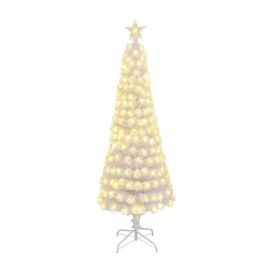 180CM Artificial Xmas Tree Pencil Tree with Treetop Star and 7 Lighting Modes-180 cm