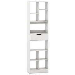 180cm Tall Bookcase with Drawer with 10 Cubesand Anti-tipping Kits for Living Room-White