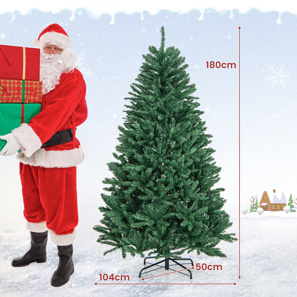 180/225cm Artificial Christmas Tree with PVC Branch Tips, image 4