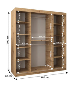 Wave Sliding Door Wardrobe 180cm