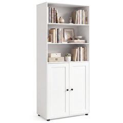 181 CM Tall Bookcase with 3 Shelves and Adjustable Shelf for Home Office-White