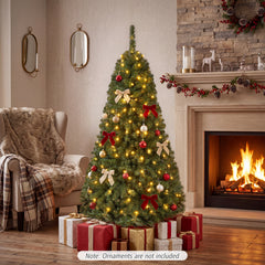 183/152/122 cm Artificial Christmas Tree with Branch Tips and LED Lights for Indoor-XS