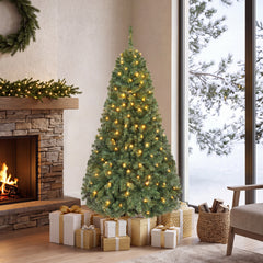 183/152/122 cm Artificial Christmas Tree with Branch Tips and LED Lights for Indoor-XS