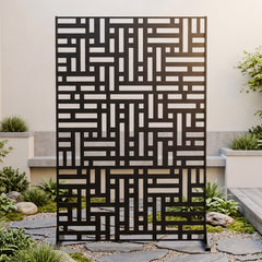 183 CM Freestanding Louvered Metal Outdoor Privacy Screen-Black