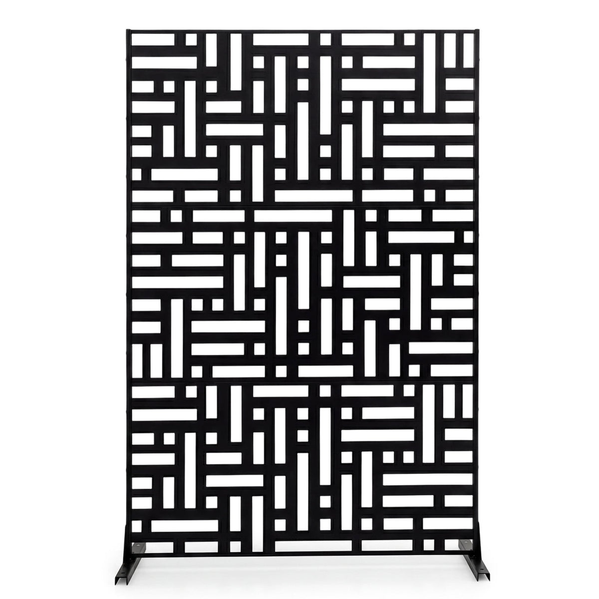 183 CM Freestanding Louvered Metal Outdoor Privacy Screen-Black