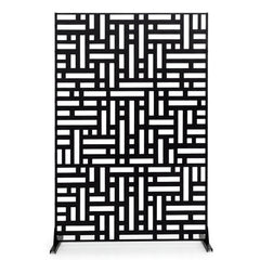 183 CM Freestanding Louvered Metal Outdoor Privacy Screen-Black