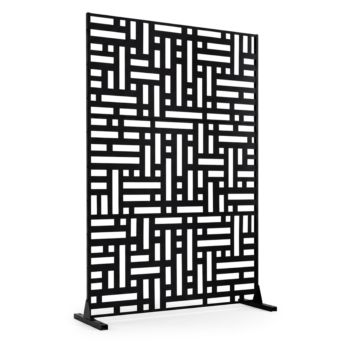 183 CM Freestanding Louvered Metal Outdoor Privacy Screen-Black