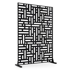 183 CM Freestanding Louvered Metal Outdoor Privacy Screen-Black