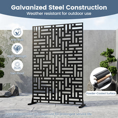 183 CM Freestanding Louvered Metal Outdoor Privacy Screen-Black