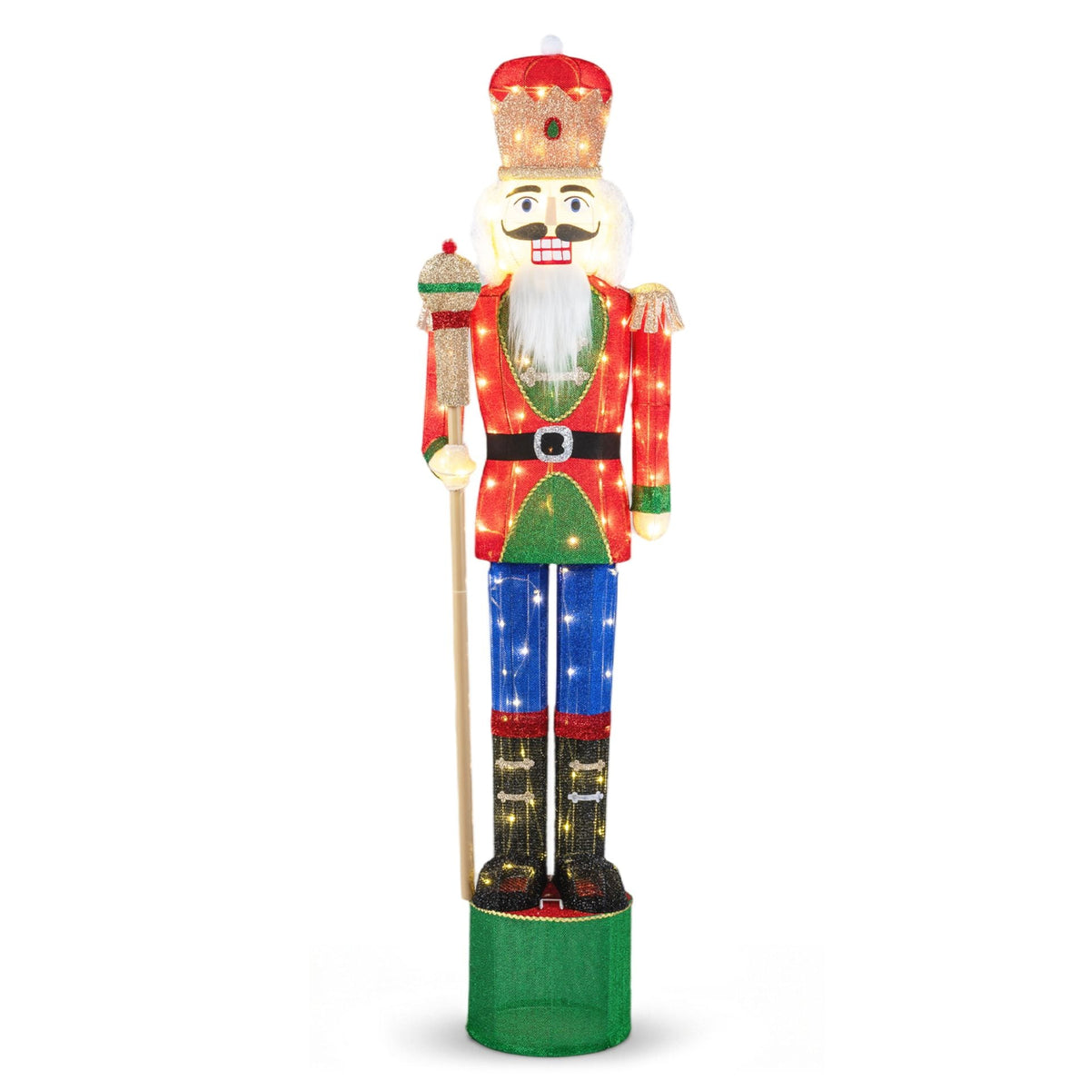 183 CM Lighted Nutcracker with Scepter and 100 Warm White LED Lights for Christmas Decoration