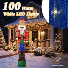 183 CM Lighted Nutcracker with Scepter and 100 Warm White LED Lights for Christmas Decoration