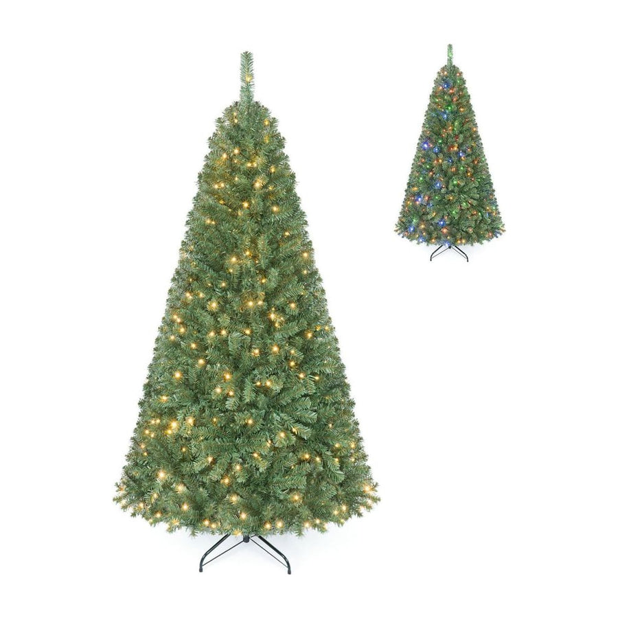 183 cm Artificial Christmas Tree with Branch Tips and LED Lights for Indoor
