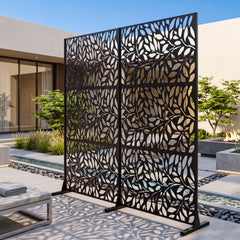 183cm H Metal Outdoor Privacy Screen with Rustproof and Freestanding Louvered Fence Panel for Patio-Black