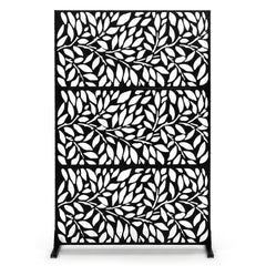 183cm H Metal Outdoor Privacy Screen with Rustproof and Freestanding Louvered Fence Panel for Patio-Black