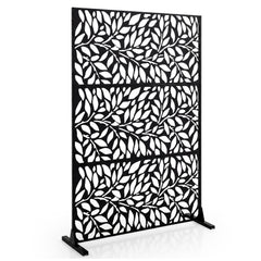 183cm H Metal Outdoor Privacy Screen with Rustproof and Freestanding Louvered Fence Panel for Patio-Black