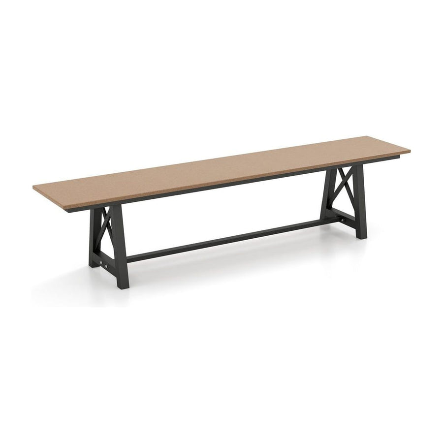 183cm Patio Long Bench with Weatherproof HDPE Seat for 4 People-Brown