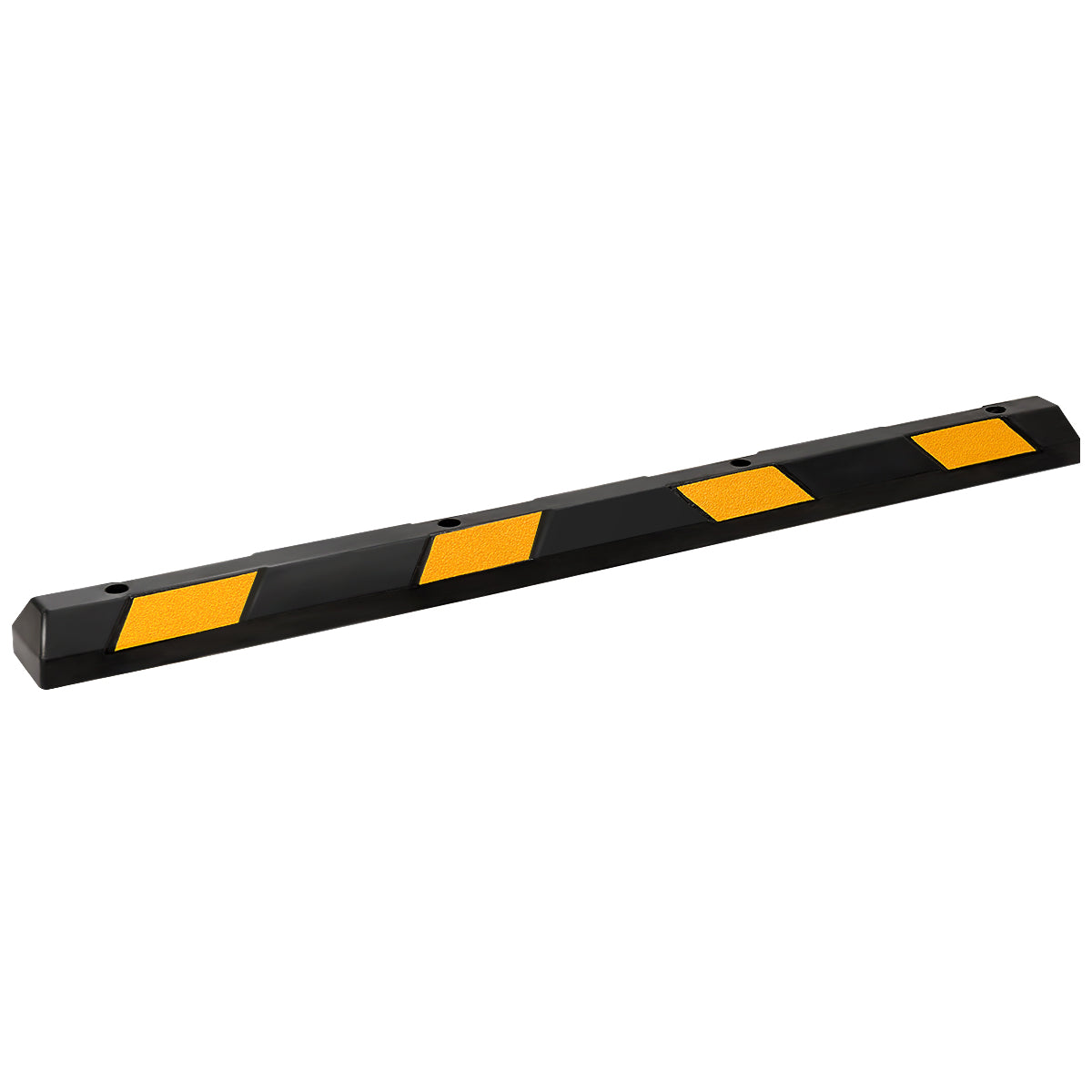 Large Heavy Duty Rubber Parking Blocker with 8 Yellow Reflective Strips