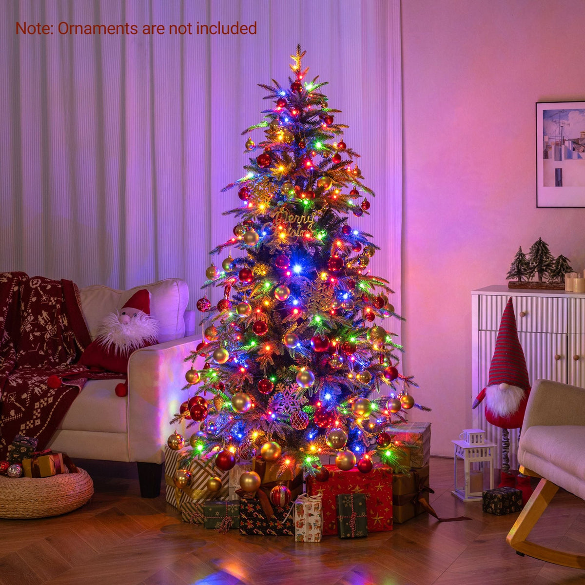 185 CM Artificial Christmas Tree Pre-lit Xmas Tree with 1628 Branch Tips-S
