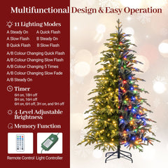 185 CM Artificial Christmas Tree Pre-lit Xmas Tree with 1628 Branch Tips-S