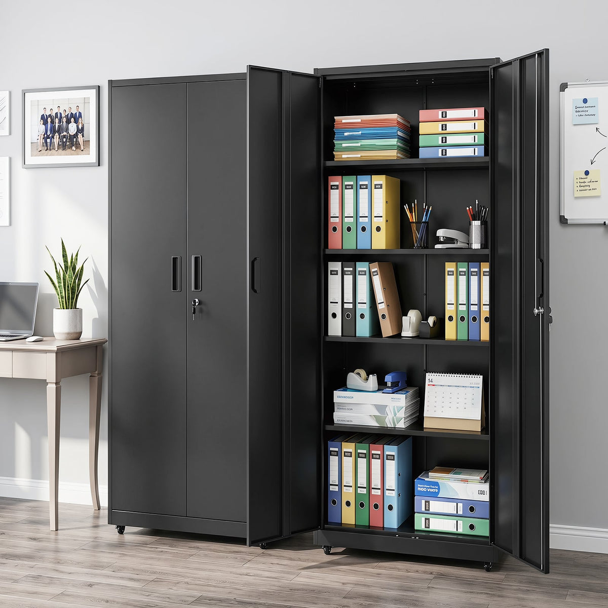 186cm Rolling File Cabinet in Black, image 2