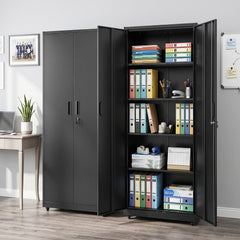186cm Rolling File Cabinet in Black, image 2