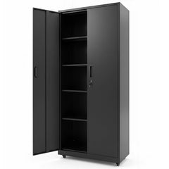 186cm Rolling File Cabinet in Black, image 4