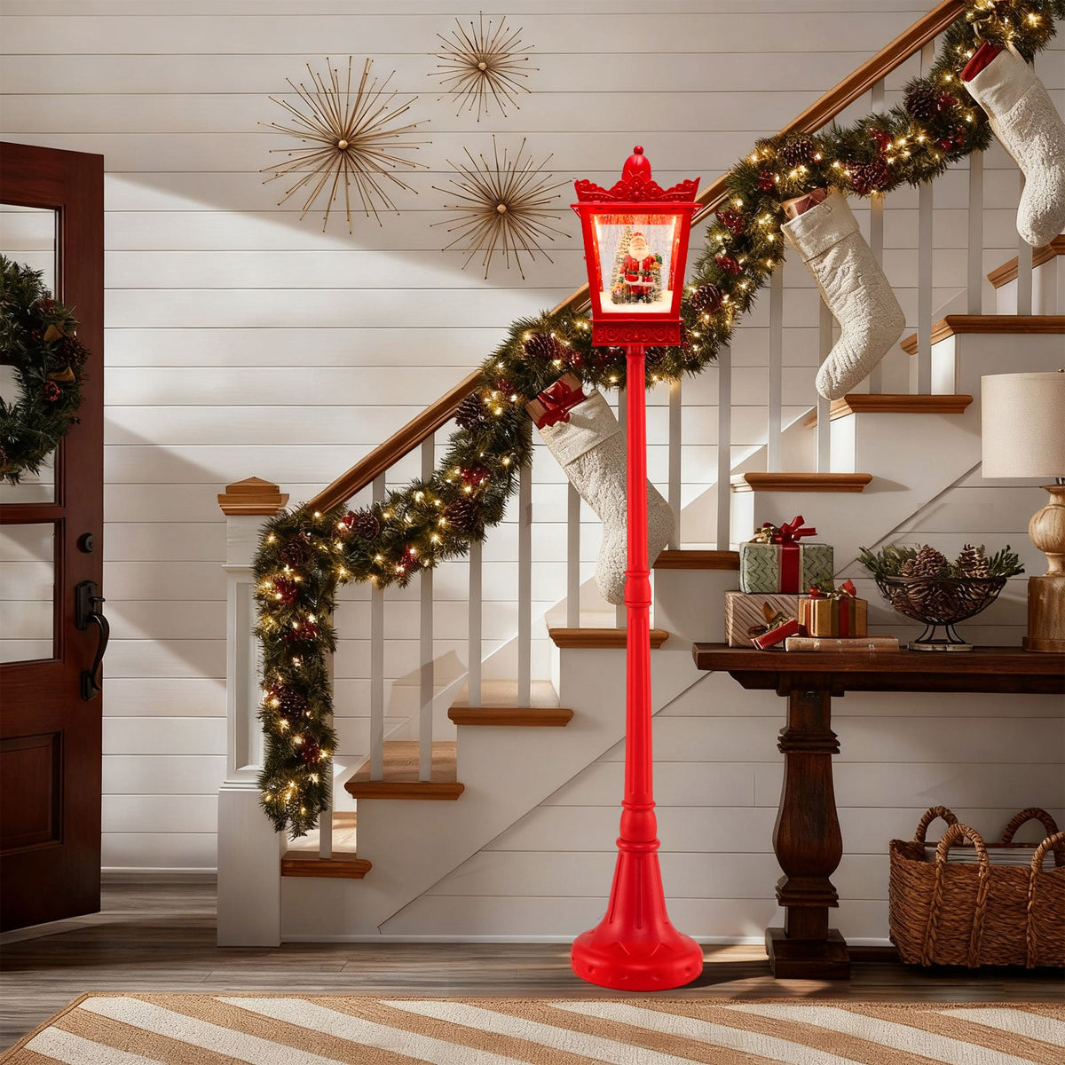 188 cm Christmas Streetlamp Plug-in Musical Lamp Post in Red, image 3